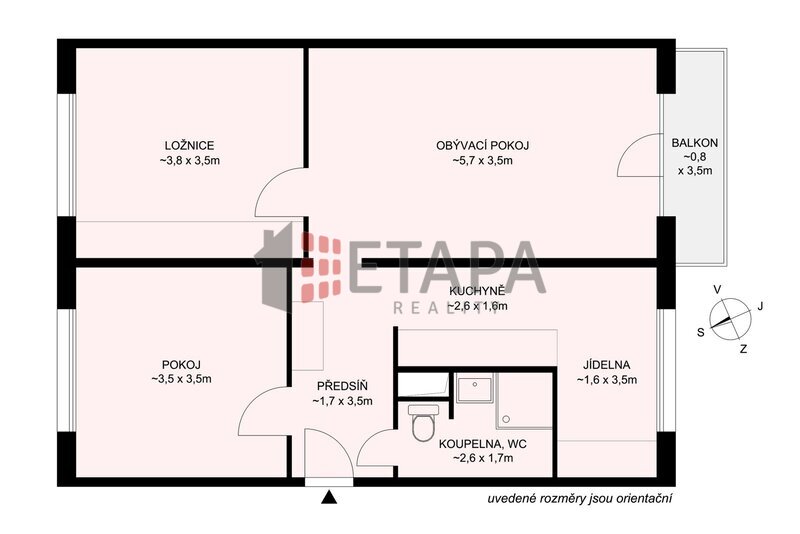 Prodej bytu 3+1 s balkónem v ulici L. M. Pařízka v Českých Budějovicích.