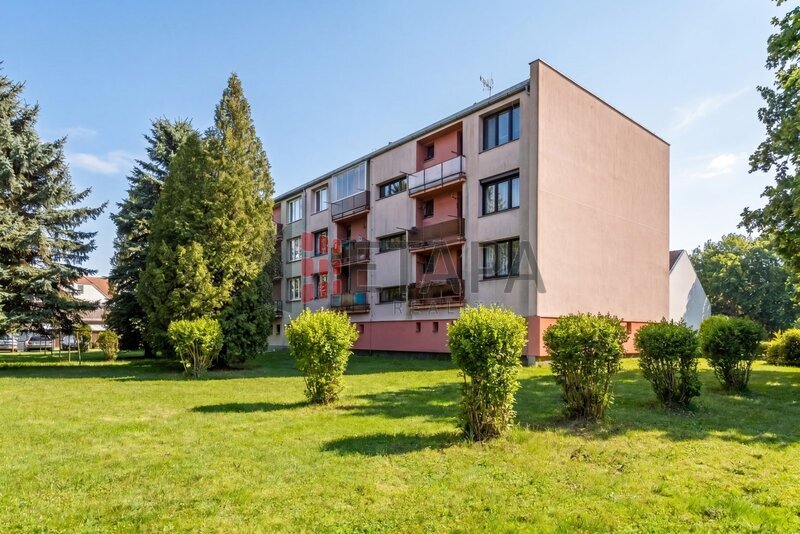 Prodej bytu 1+1 s balkónem v ulici Riegrova v Českých Velenicích.