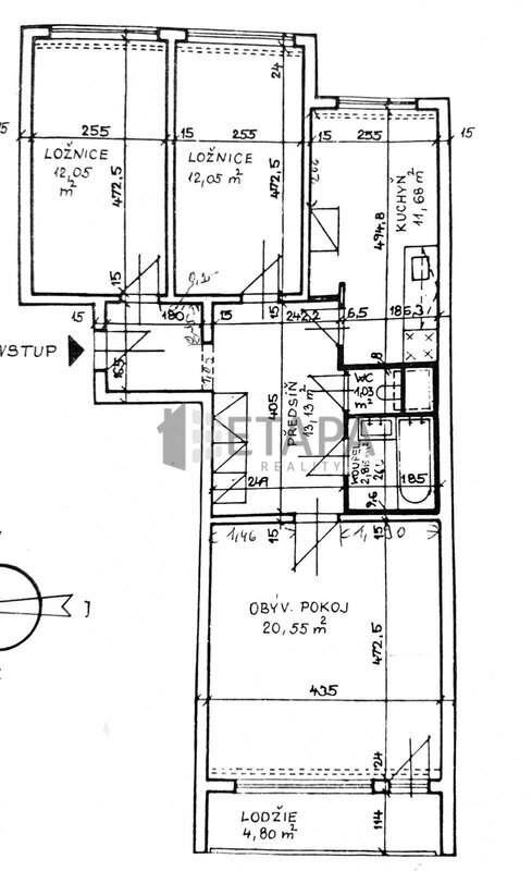 Nabízíme k prodeji byt 3+1/L o ploše 76,54 m2 v ul. Nad Opatovem , Praha - Chodov